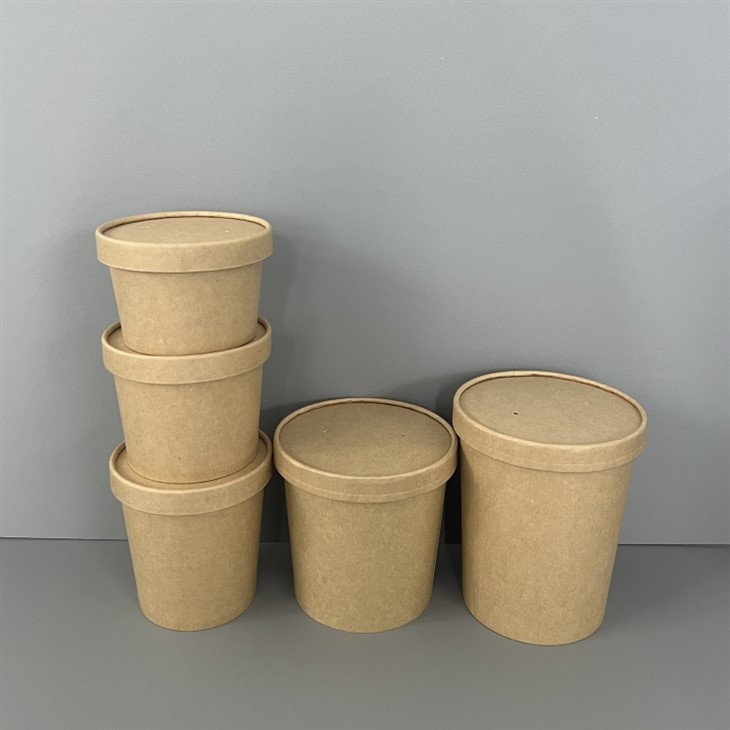 Kraft soup containers with paper lids
